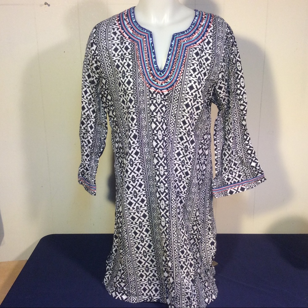 Women’s Tommy Bahama Swimsuit Coverup Tunic style size medium blue and white